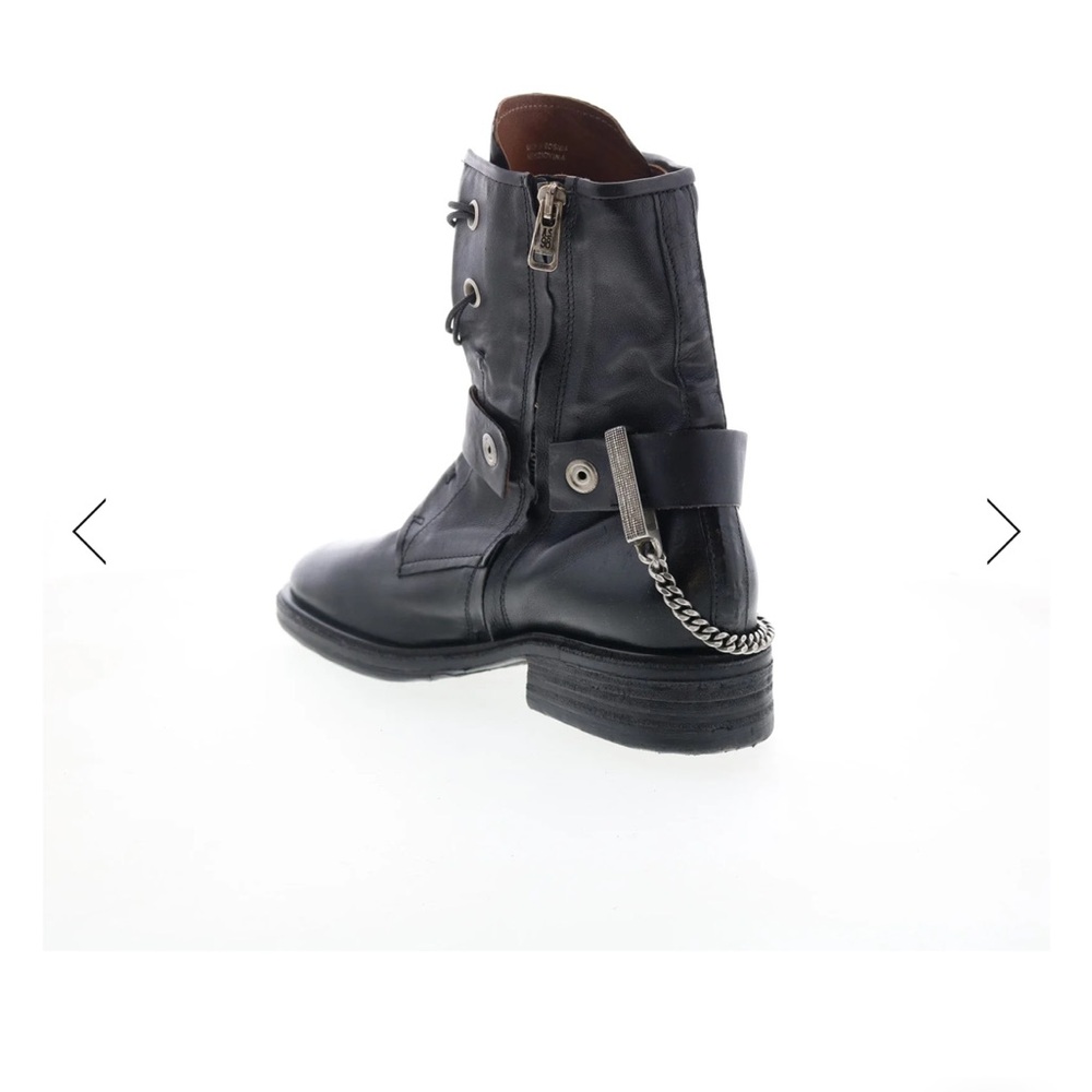 A.S.98 “Faust” Black Leather Combat Boots with Silver Accents - Picture 9 of 11
